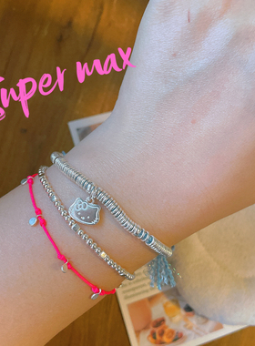 Super max原创S925纯银Kt吊坠手链可调节盘缠小众氛围感女生手饰