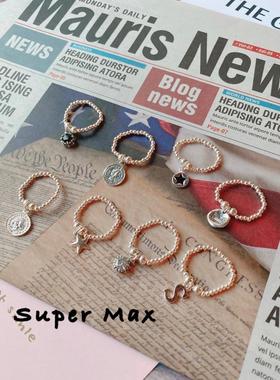 每个都好看韩国进口戒圆牌银珠