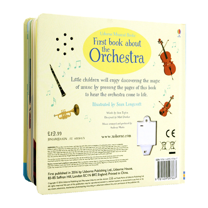 Usborne管弦乐队音乐发声书 First book about the Orchestra 英文原版绘本 低幼儿童早教英语读物 乐器认知艺术启蒙读本精装 - 图0