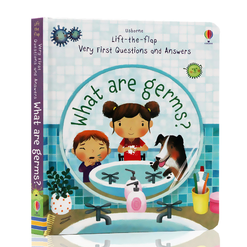 Usborne出品 问与答翻翻书3册What Are Germs细菌What is Snow/Moon雪/月亮是什么英文原版绘本儿童英语启蒙科普早教翻翻纸板书
