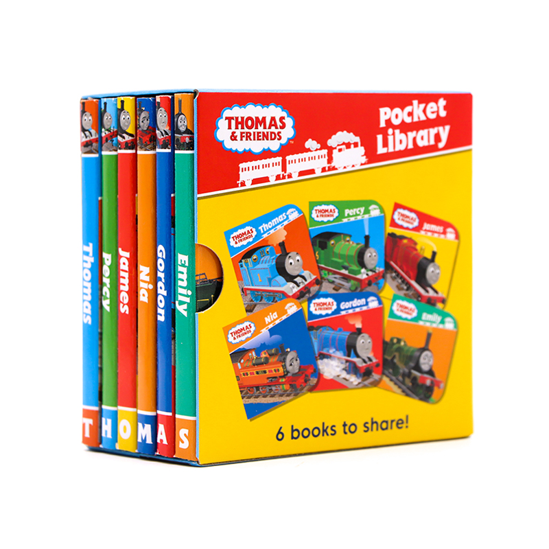 新版托马斯与朋友小小图书馆6册手掌书 Thomas and Friends Pocket Library英文原版绘本封底可玩拼图低幼儿童英语启蒙纸板书-图0