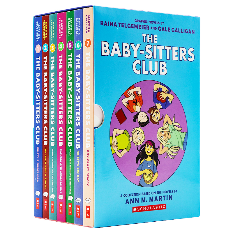 保姆俱乐部全彩漫画1-7册盒装英文原版The Baby Sitters Club Graphic Novel 1-7 Box Set儿童初级搞笑漫画章节桥梁小说学乐出版-图3