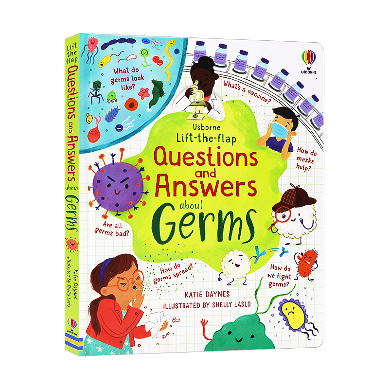 Usborne出品 问与答翻翻书系列 细菌 英文原版 Lift-the-flap Questions and Answers about Germs 趣味纸板翻翻书 尤斯伯恩