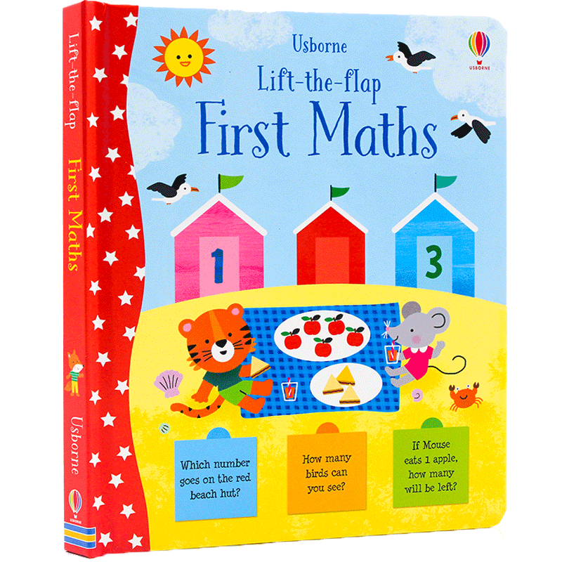 现货Usborne数学认知翻翻书Lift-the-Flap First Maths英文原版绘本幼儿数学启蒙翻翻书亲子读物数字认知早教纸板书撕不烂尤斯伯恩