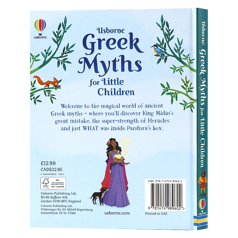 Usborne 给儿童的希腊神话 英文原版绘本 Greek Myths for Little Children 亲子互动 精装全彩版 低幼神话故事合辑 儿童英语启蒙 - 图0