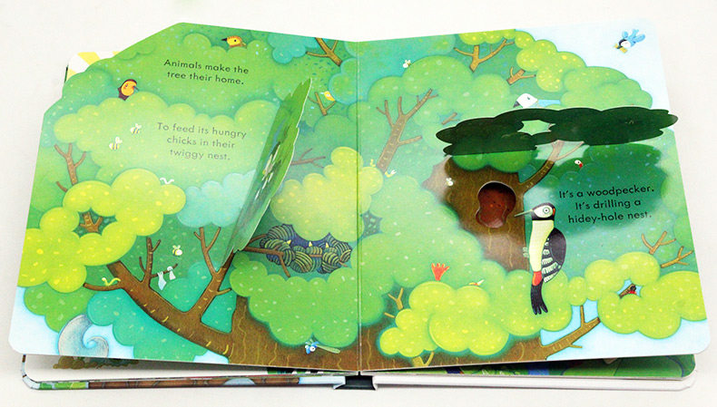偷偷看里面系列大树英文原版绘本 Usborne peep inside a tree  科普百科纸板翻翻洞洞书幼儿童早教启蒙认知英语读本图画书读物