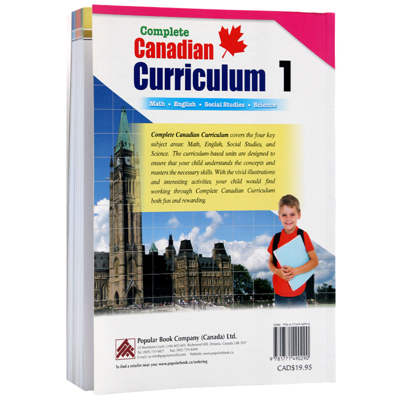 加拿大教程进口英文原版Popular Complete Canadian Curriculum加拿大4科教材带答案Math Social Studies Science1年级 暑假教辅书 - 图0