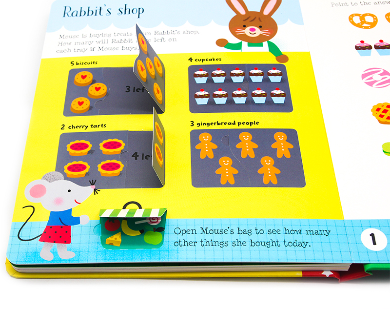 现货Usborne数学认知翻翻书Lift-the-Flap First Maths英文原版绘本幼儿数学启蒙翻翻书亲子读物数字认知早教纸板书撕不烂尤斯伯恩