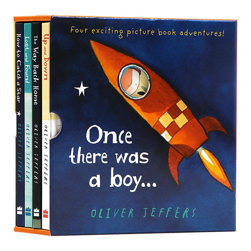 智慧小孩4册盒装 英文原版绘本 Once there was a boy 名家Oliver Jeffers 儿图画故事书提升想象力智慧友情亲子书lost and found - 图0