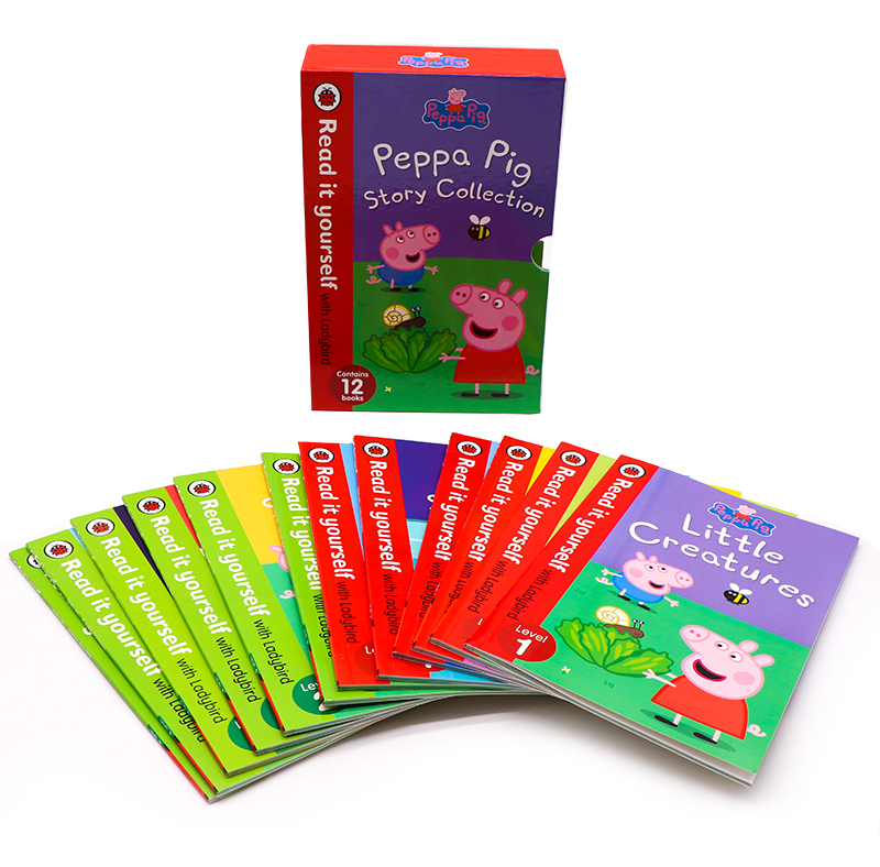 小猪佩奇Peppa Pig Read It Yourself with Ladybird Level 1-2 12册英文原版绘本粉红猪小妹分级读物英语早教启蒙图画故事书盒装-图0