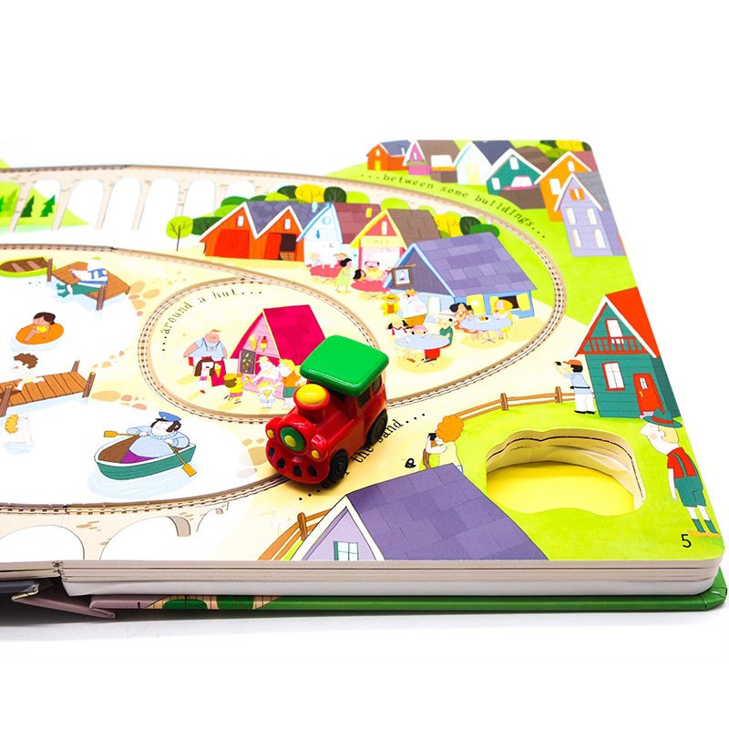 繁忙的火车轨道书 Usborne Pull-back Busy Train 英文原版绘本 儿童互动游戏读物 益智轨道书 wind-up同系列手动回拉玩具书大开,淘宝优惠券,粉丝福利购,淘宝优惠卷