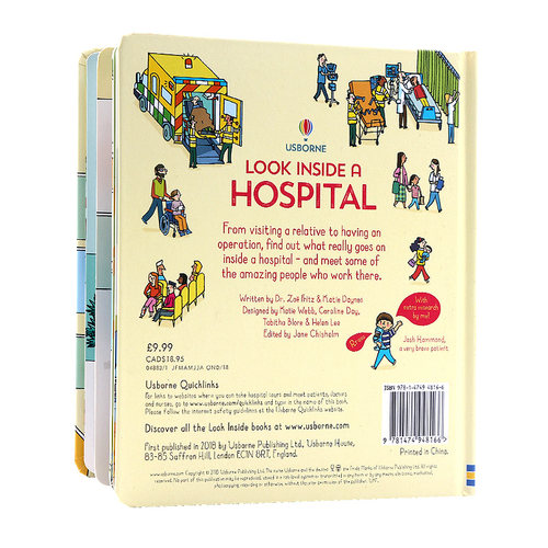 现货 Usborne出品 看里面系列 医院 英文原版 Look Inside a Hospital 翻翻纸板书 幼儿童科普百科绘本 英语读物读本亲子共读 - 图0