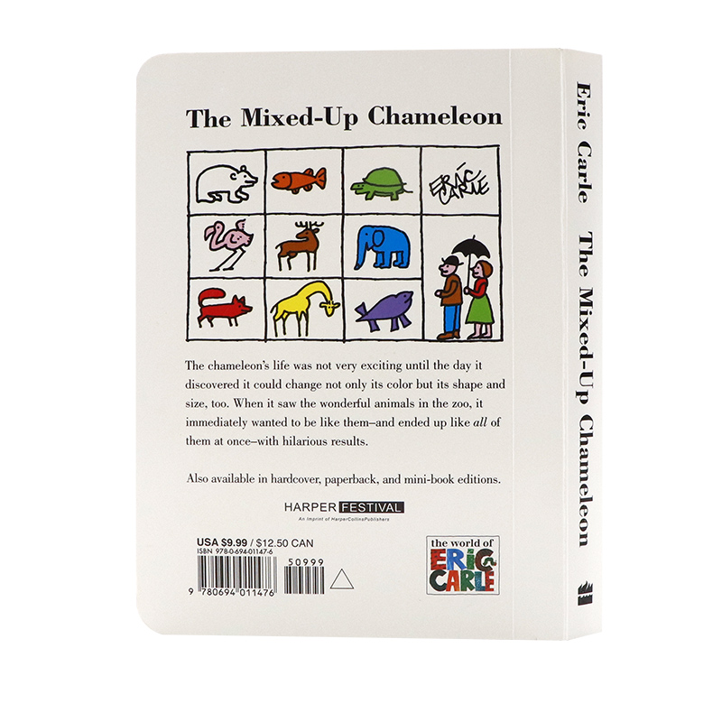 现货进口英文原版绘本The Mixed-Up Chameleon Board Book 拼拼凑凑的变色龙 廖彩杏书单 纸板书 Eric Carle 卡尔爷爷 儿童读本 - 图0