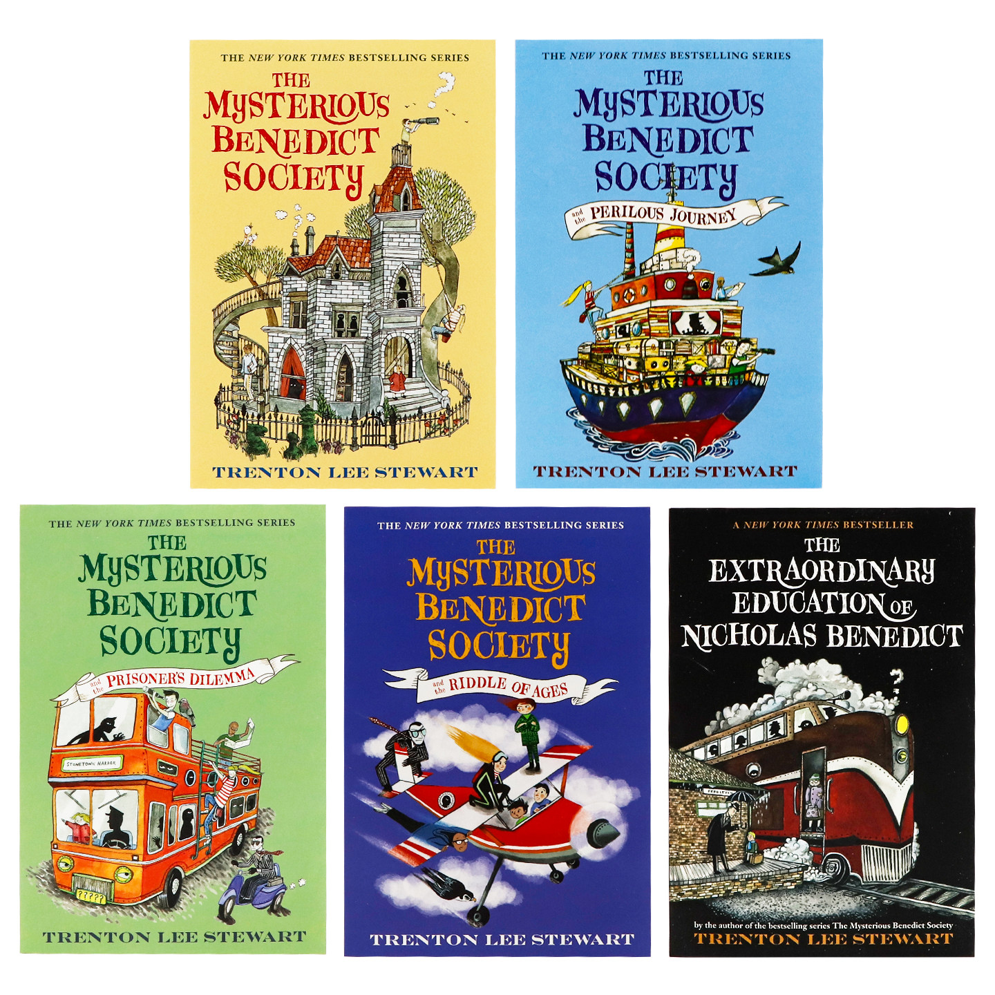 天才神秘会社5册盒装 英文原版 The Mysterious Benedict Society Paperback Boxed Set 儿童冒险推理侦探小说 青少年小说平装版