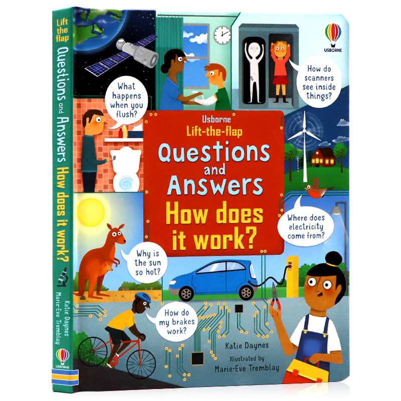 它是如何运作的Usborne问与答纸板翻翻书英文原版绘本 Lift-The-Flap Questions and Answers How Does It Work儿童趣味科普图画书