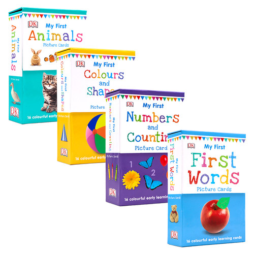 新版双面全彩DK认读字卡高频词闪卡 My First Numbers Animals Colours Picture Cards英文原版颜色形状数字动物单词低幼儿童英语 - 图1