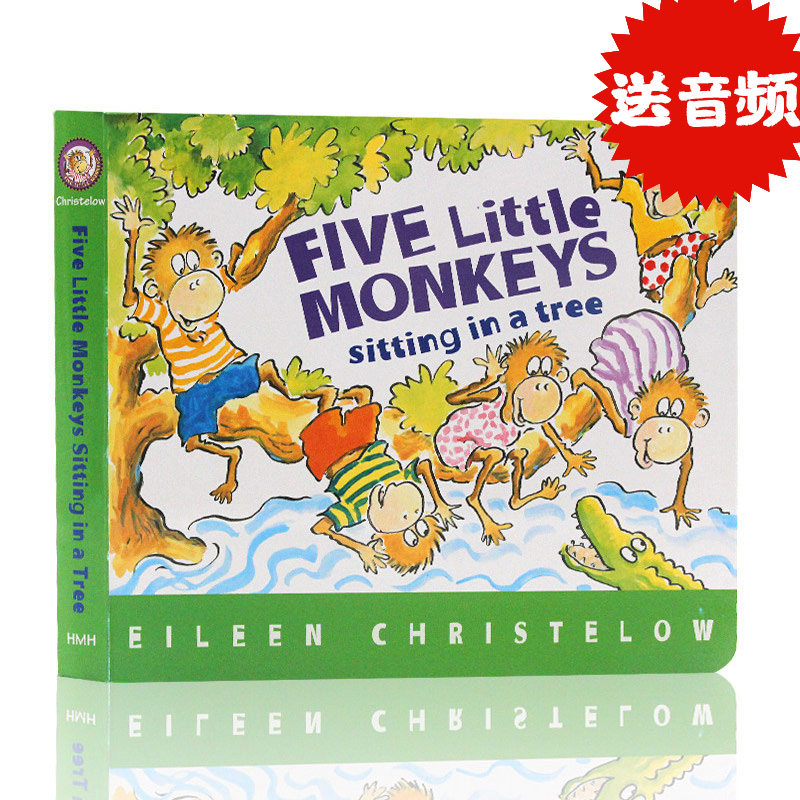 Five Little Monkeys 五只小猴子在床上跳/烤蛋糕/洗汽车/万圣节/坐在树上/在床上看书 英文原版绘本 幼儿童英语读本 廖彩杏书单 - 图0