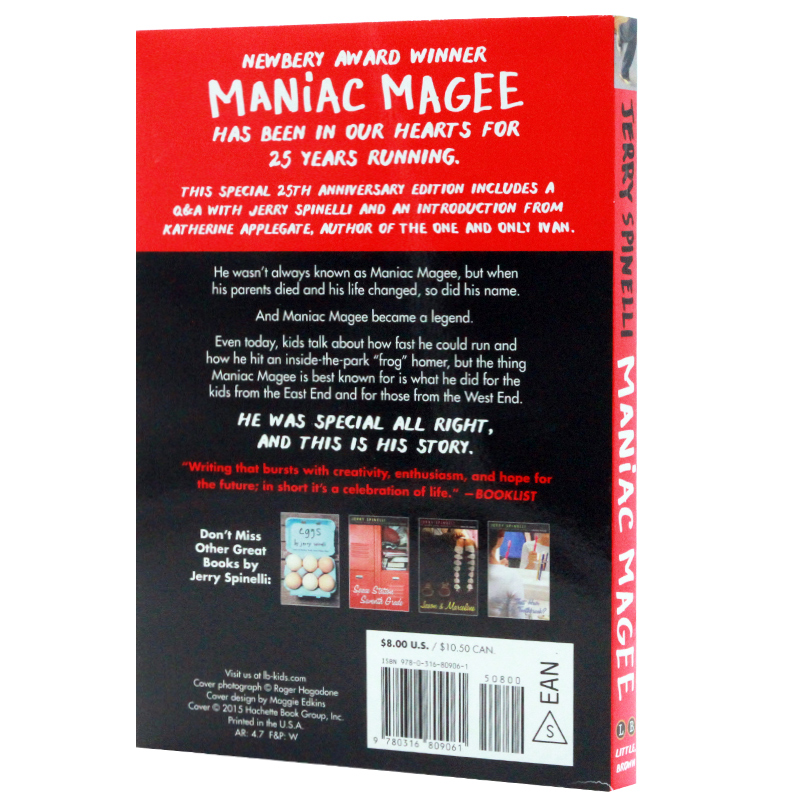 英文原版Maniac Magee 疯狂的麦基 马尼亚可传奇 纽伯瑞金奖获奖文学小说 儿童青少年课外阅读中小学生英语读物读本 学校推荐书单 - 图0