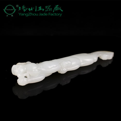 玉缘和田玉俄罗斯白玉招财进宝笔架玉质细腻白度好雕工精美大师 - 图1