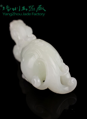 玉缘和田玉新疆和田白玉山料貔貅把件玉质细腻白度好雕工好大师