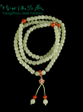 玉缘和田玉黄口料黄玉颜色好油性佳多圈手链项链老型珠108颗