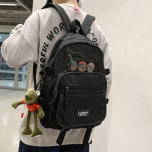 Вместительный и большой мужской тканевый модный школьный рюкзак, универсальная сумка через плечо для отдыха, в корейском стиле