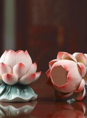 莲花灯佛供灯LED长明灯插电陶瓷佛灯家用佛前供佛观音财神灯