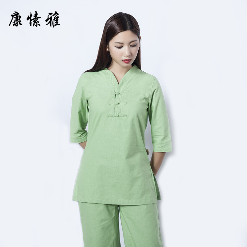 亚麻女装套装高端修行禅服女禅意素衣夏文艺茶服女瑜伽打坐居士服 - 图2