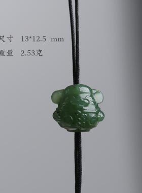 天然和田玉碧玉粉青龙牌挂件