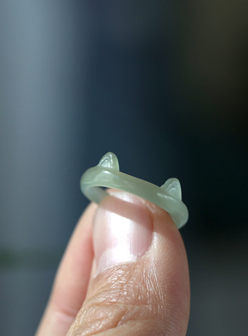 小猫咪戒指天然和田玉