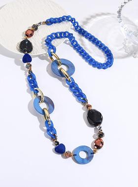 新款ethnic style 长款necklace acrylic 高品质手工毛衣链afford
