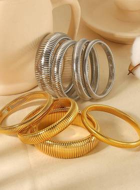 ins风thread 蛇环弹力bracelet bracelet 女personality 18k金宽