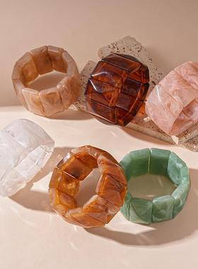 retro acrylic 晕染几何长方形bracelet minimalist 小众设计气质