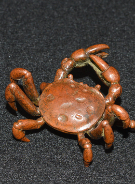 纯铜螃蟹书桌八方来财装饰摆件