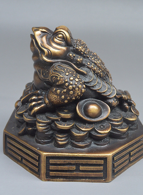 纯铜招财大号实心三足金蟾摆件