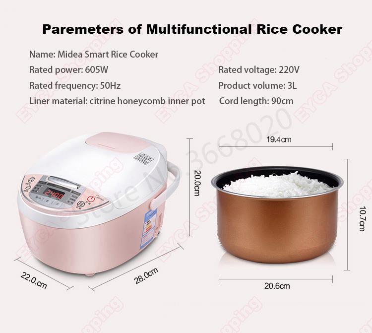 Midea 3L Rice Cooker Multifuncitonal Intelligent电饭煲锅煮饭 - 图1