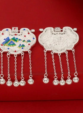 7903号足银999花丝千里江山天子门生吊坠古法流苏长命锁直播爆款