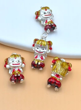 7154号足银999配件哪吒之魔童闹海吊坠项链挂坠diy手工串珠编绳子