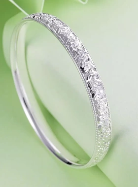 7185号足银 999.9 闭口侧边碎冰冰手镯气质镯子女友闺蜜礼物  约3