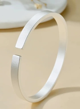 6651号足银999.9古法珐琅映荷莲花手镯新中式小众古风百搭磨砂开