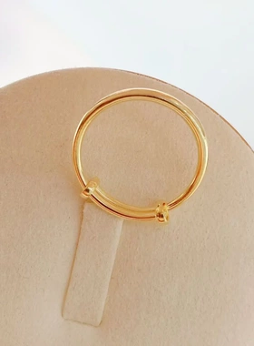 6701号足银990电镀黄金推拉光面戒指日韩网红气质活口钻戒银饰品