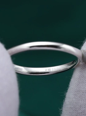 足银990光面素圈戒指女网红ins简约个性圆圈指环光面气质关节戒