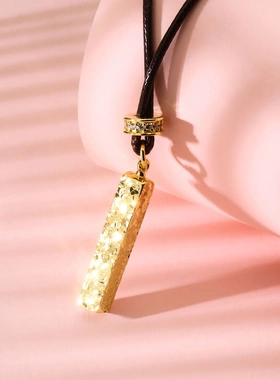 8827号足银999.9碎冰冰四方来财皮绳项链金色银色轻奢气质都