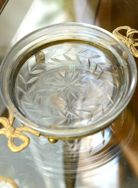 印度进口异域黄铜装饰干果盘玻璃黄铜复古水果盘钥匙玄关装饰摆件