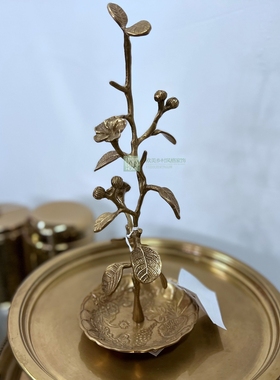 印度进口梳妆台耳环手链收纳托盘复古戒指个性展示架黄铜装饰品