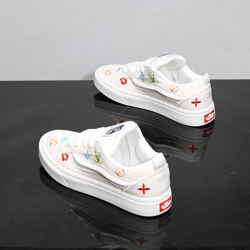 透气帆布滑板鞋男鞋春季小众原创潮牌复古阿甘板鞋情侣运动德训鞋 - 图1