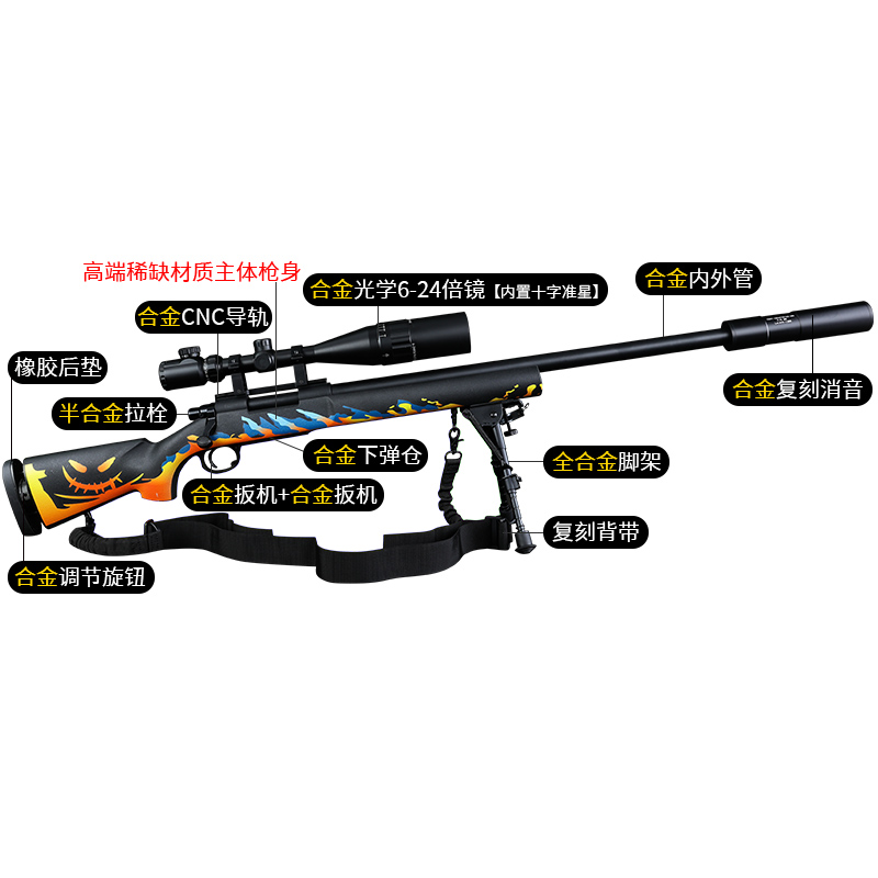 实木金属捷鹰m24抛壳软弹狙击步枪男孩成人仿真玩具发射器模型 - 图3