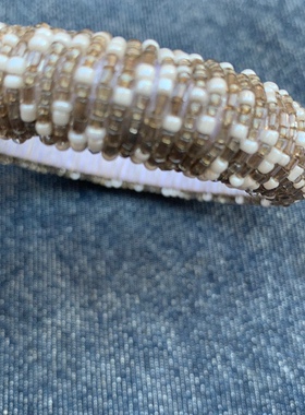 手工珠珠缠线手镯孤品 金属心型镯+发夹