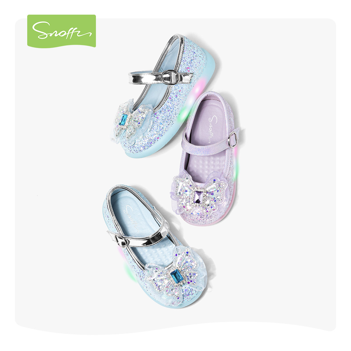 斯纳菲2026春秋季新款女童皮鞋爱莎公主鞋闪灯鞋蓝色宝宝单鞋紫色,淘宝优惠券,粉丝福利购,淘宝优惠卷