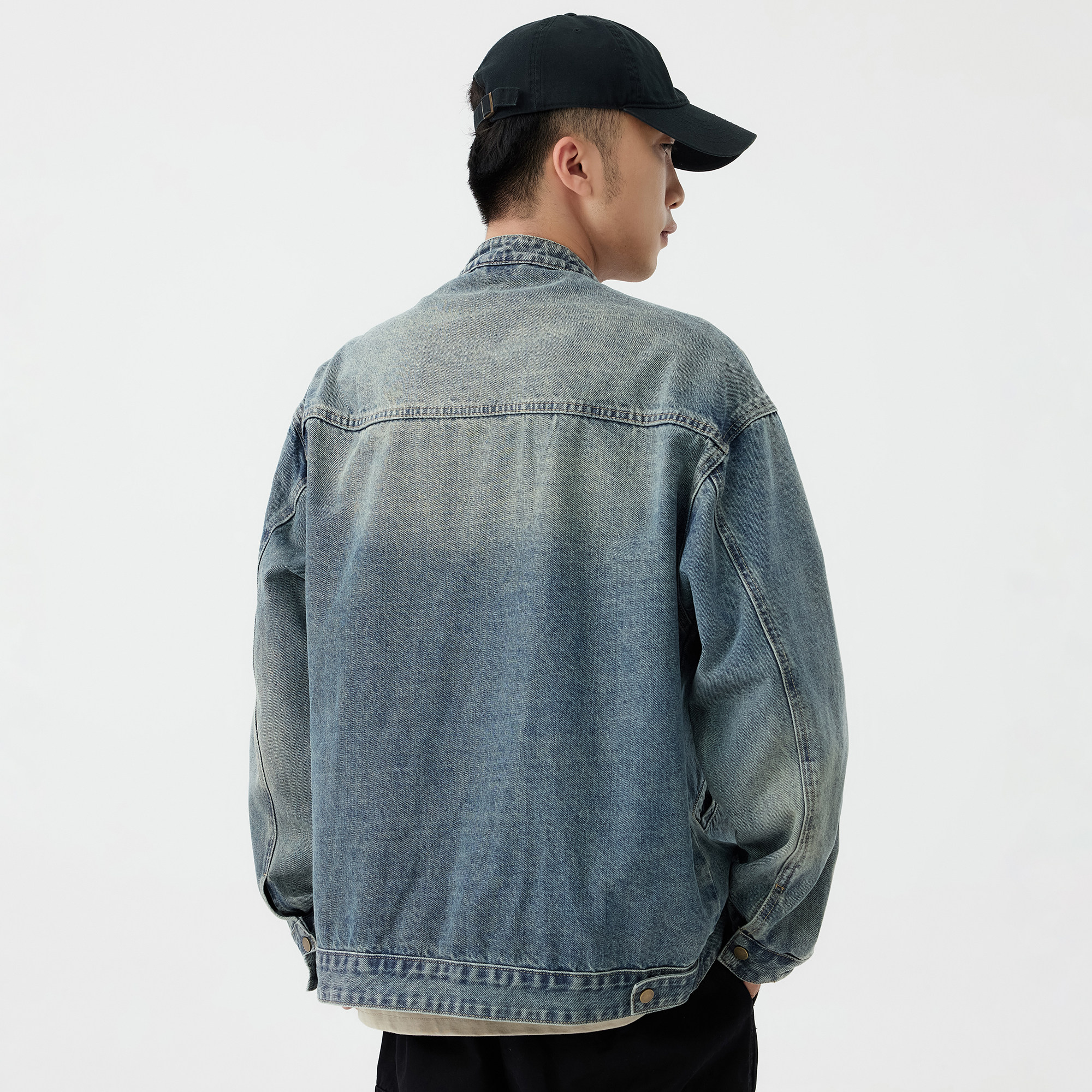 美式复古水洗夹克男士秋季新款宽松大码胖子百搭休闲牛仔外套男装,淘宝优惠券,粉丝福利购,淘宝优惠卷